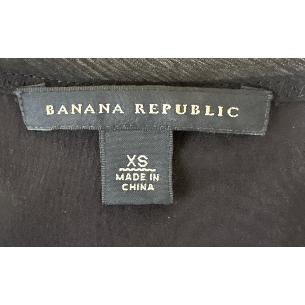 Banana Republic Black Silk Ruffle Peplum Blouse Flutter Sleeve Tie Waist XS - Picture 4 of 9